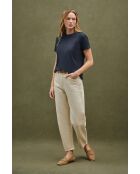 Eleonore marineblaues Kurzarm-T-Shirt aus Baumwolle