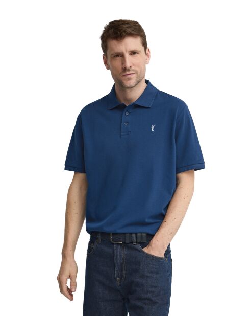 Polo André in cotone a manica corta blu indaco