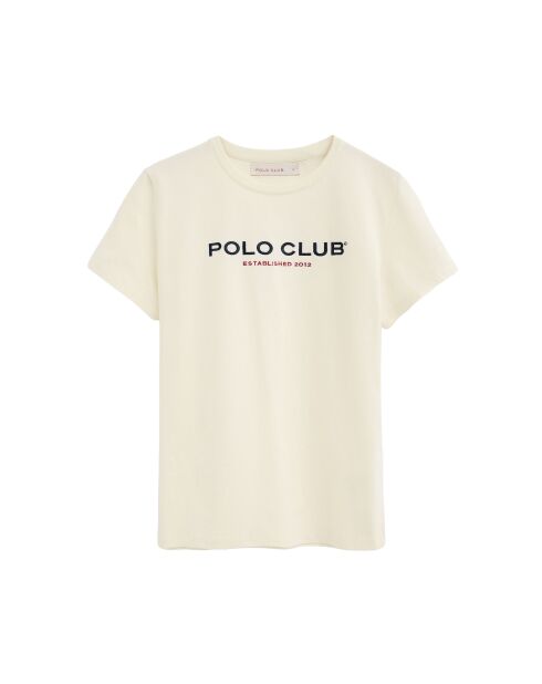 Faustine ecrufarbenes Kurzarm-T-Shirt aus Baumwolle