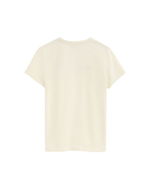 Faustine ecrufarbenes Kurzarm-T-Shirt aus Baumwolle