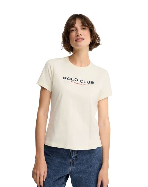 Faustine ecrufarbenes Kurzarm-T-Shirt aus Baumwolle