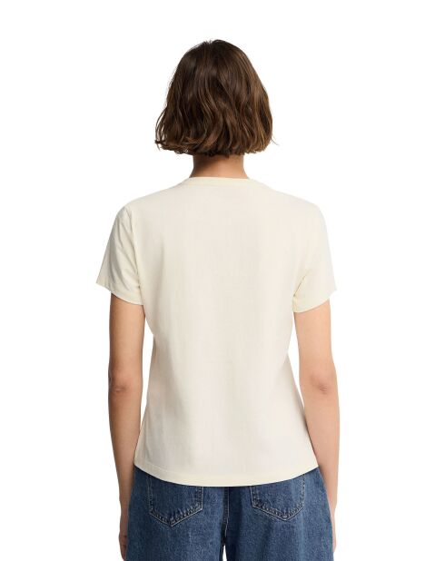 Faustine ecrufarbenes Kurzarm-T-Shirt aus Baumwolle