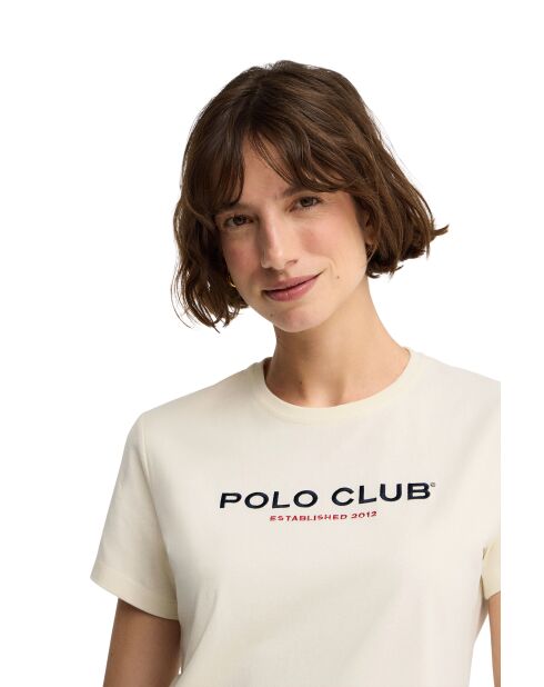 Faustine ecrufarbenes Kurzarm-T-Shirt aus Baumwolle