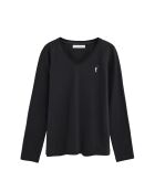 Juliette schwarzes Langarmshirt aus Baumwolle