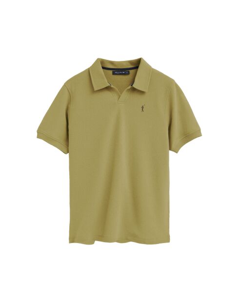 Polo Henri in cotone a manica corta verde foglia