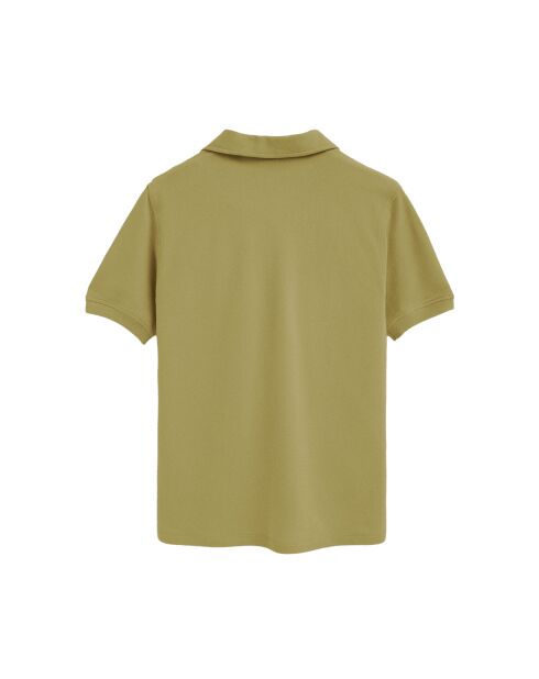 Polo Henri in cotone a manica corta verde foglia