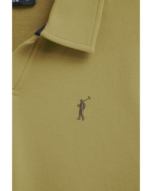 Polo Henri in cotone a manica corta verde foglia