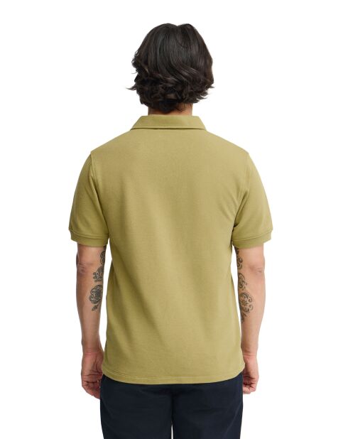 Polo Henri in cotone a manica corta verde foglia