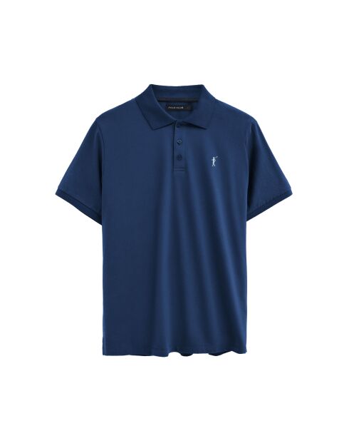 Emmanuel Indigoblaues Kurzarm-Poloshirt aus Baumwolle
