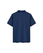 Emmanuel Indigoblaues Kurzarm-Poloshirt aus Baumwolle