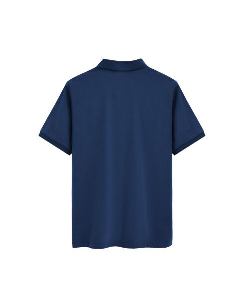 Emmanuel Indigoblaues Kurzarm-Poloshirt aus Baumwolle