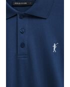Emmanuel Indigoblaues Kurzarm-Poloshirt aus Baumwolle