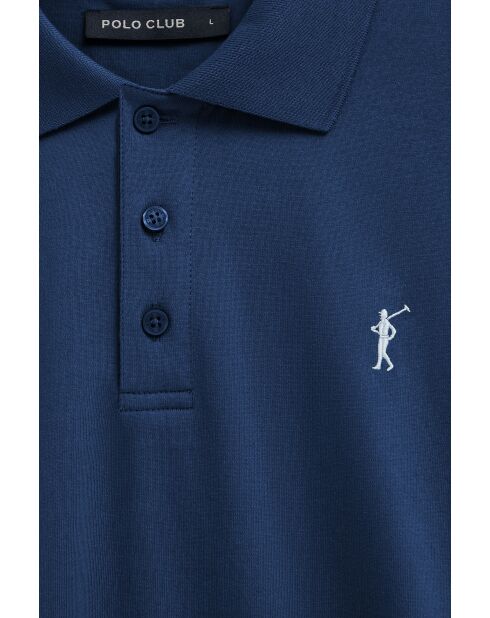Emmanuel Indigoblaues Kurzarm-Poloshirt aus Baumwolle