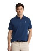 Emmanuel Indigoblaues Kurzarm-Poloshirt aus Baumwolle