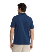 Emmanuel Indigoblaues Kurzarm-Poloshirt aus Baumwolle