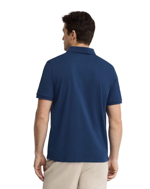 Emmanuel Indigoblaues Kurzarm-Poloshirt aus Baumwolle