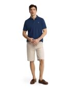 Emmanuel Indigoblaues Kurzarm-Poloshirt aus Baumwolle