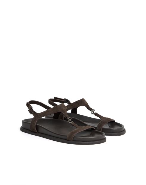 Braune Wildledersandalen Serena