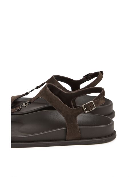 Braune Wildledersandalen Serena