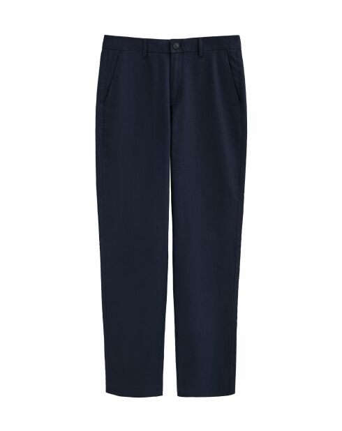 Marineblaue Hose Adamo aus Leinenmischung