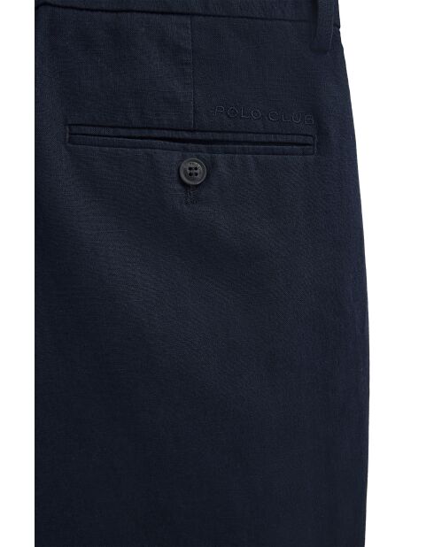 Marineblaue Hose Adamo aus Leinenmischung