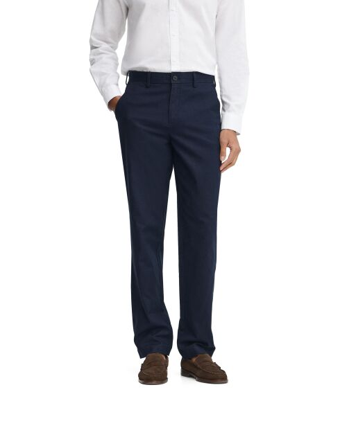 Marineblaue Hose Adamo aus Leinenmischung