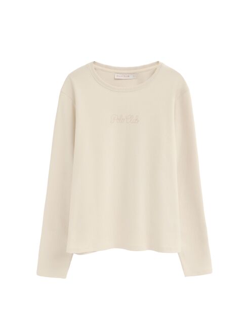 Cremefarbenes Langarmshirt Laura aus Baumwolle