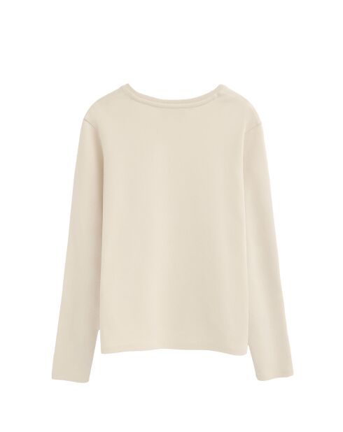 Cremefarbenes Langarmshirt Laura aus Baumwolle