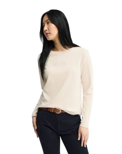 Cremefarbenes Langarmshirt Laura aus Baumwolle