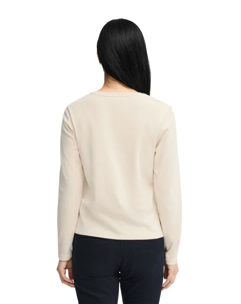 Cremefarbenes Langarmshirt Laura aus Baumwolle
