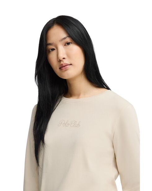 Cremefarbenes Langarmshirt Laura aus Baumwolle