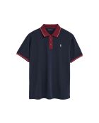 Marineblauwe katoenen polo met korte mouwen Edouard