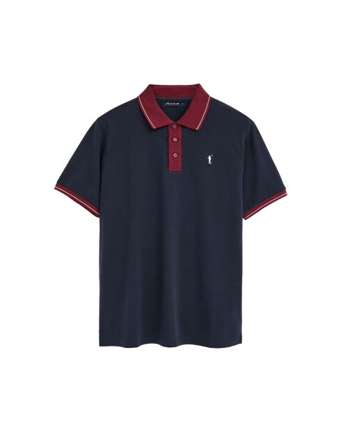 Marineblauwe katoenen polo met korte mouwen Edouard