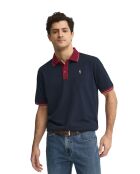 Marineblauwe katoenen polo met korte mouwen Edouard