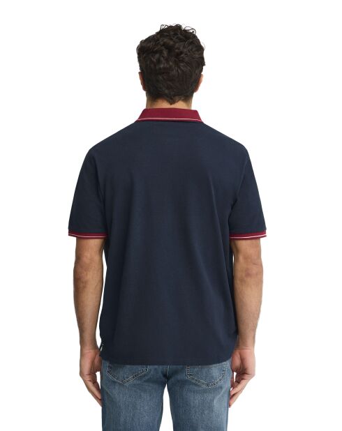 Marineblauwe katoenen polo met korte mouwen Edouard