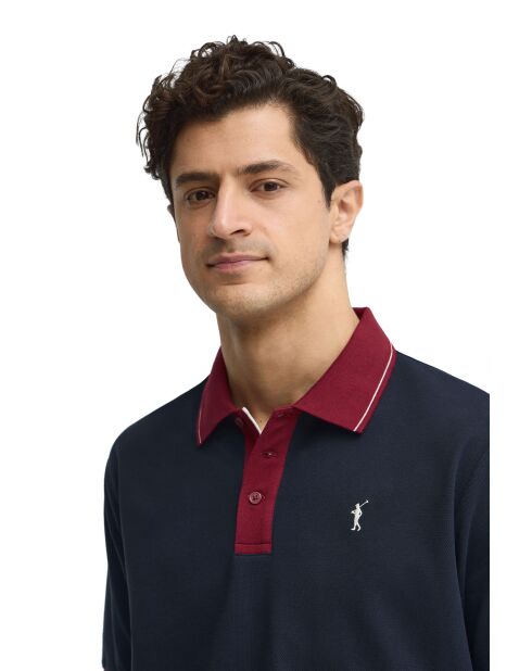 Marineblauwe katoenen polo met korte mouwen Edouard