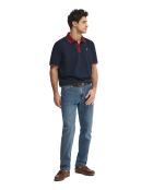 Marineblauwe katoenen polo met korte mouwen Edouard