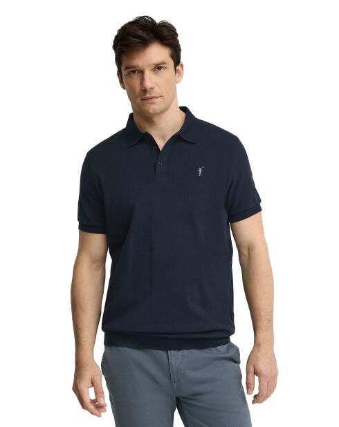 Marineblauwe polo van katoen met korte mouwen Christophe