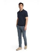 Marineblauwe polo van katoen met korte mouwen Christophe