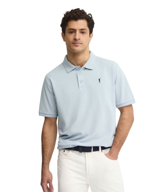 Polo a manica corta in cotone blu baby Augustin