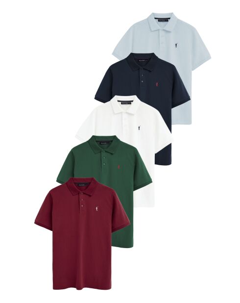 Confezione da 5 polo a manica corta in cotone Francis multicolore