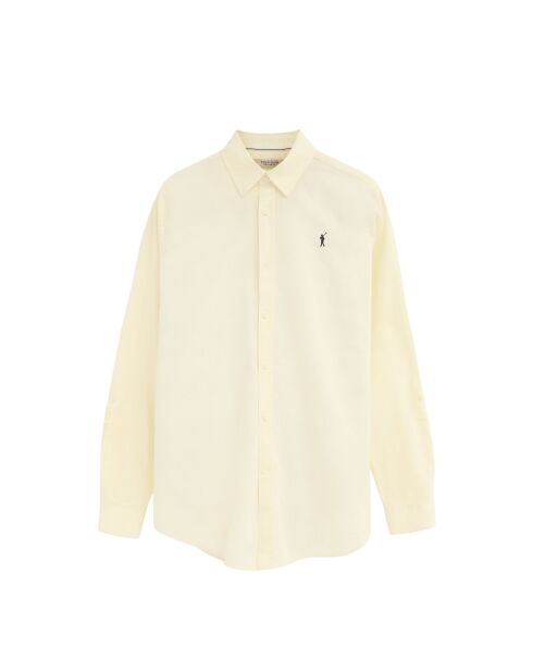 Camicia a maniche lunghe in misto lino Léopold giallo pastello