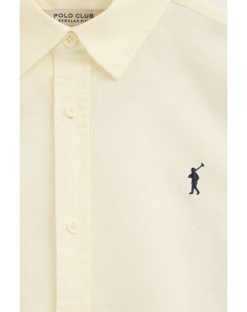 Camicia a maniche lunghe in misto lino Léopold giallo pastello