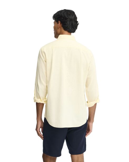 Camicia a maniche lunghe in misto lino Léopold giallo pastello