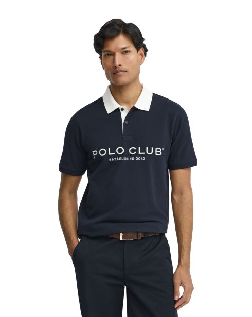 Jérémy marineblaues Kurzarm-Poloshirt aus Baumwolle