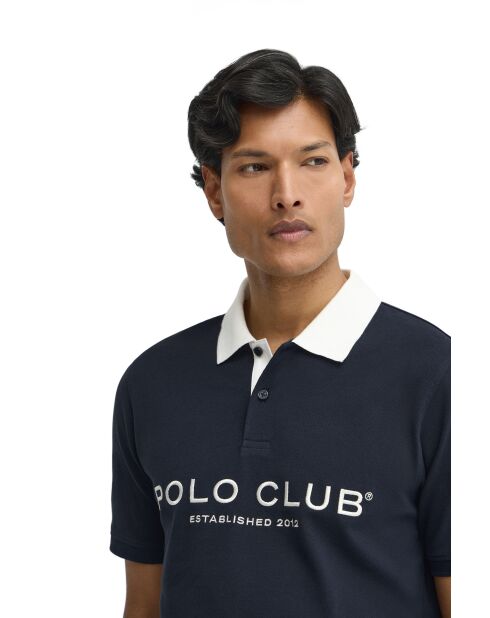 Jérémy marineblaues Kurzarm-Poloshirt aus Baumwolle