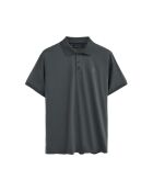 Polo in cotone a manica corta grigio pietra Eric