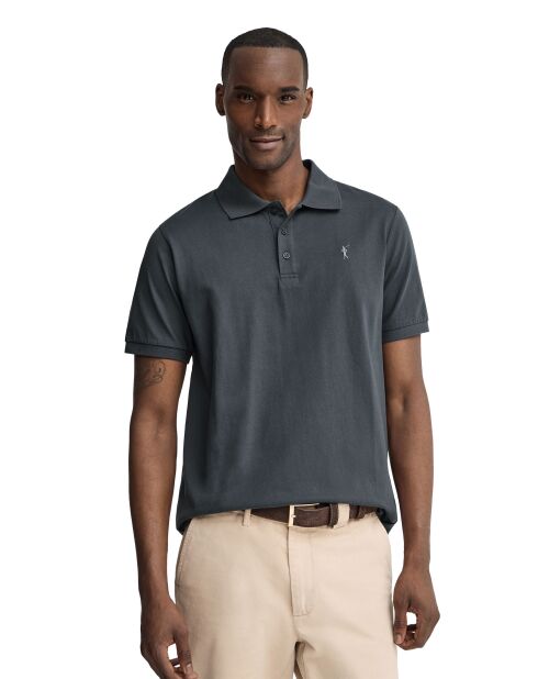 Polo in cotone a manica corta grigio pietra Eric