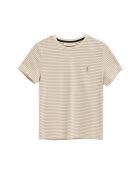 Fabienne ecru-lichtbruin katoenen t-shirt met korte mouwen