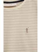 Fabienne ecru-lichtbruin katoenen t-shirt met korte mouwen